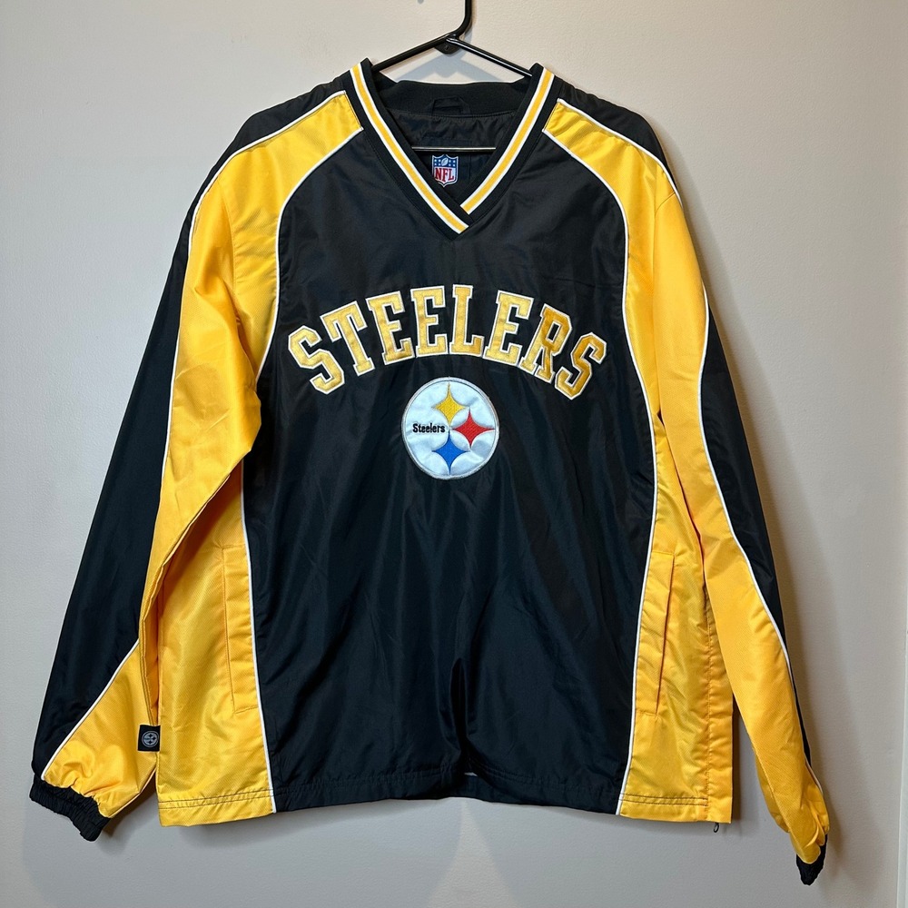 Pittsburgh Steelers NFL Football Pullover Windbreaker Jacket Mens Size Medium